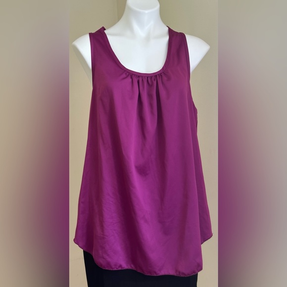 R. Marks New York Pink/Purple Delicate Satin Sleeveless Blouse Bow/Cut Out Sz.1X - Picture 1 of 13
